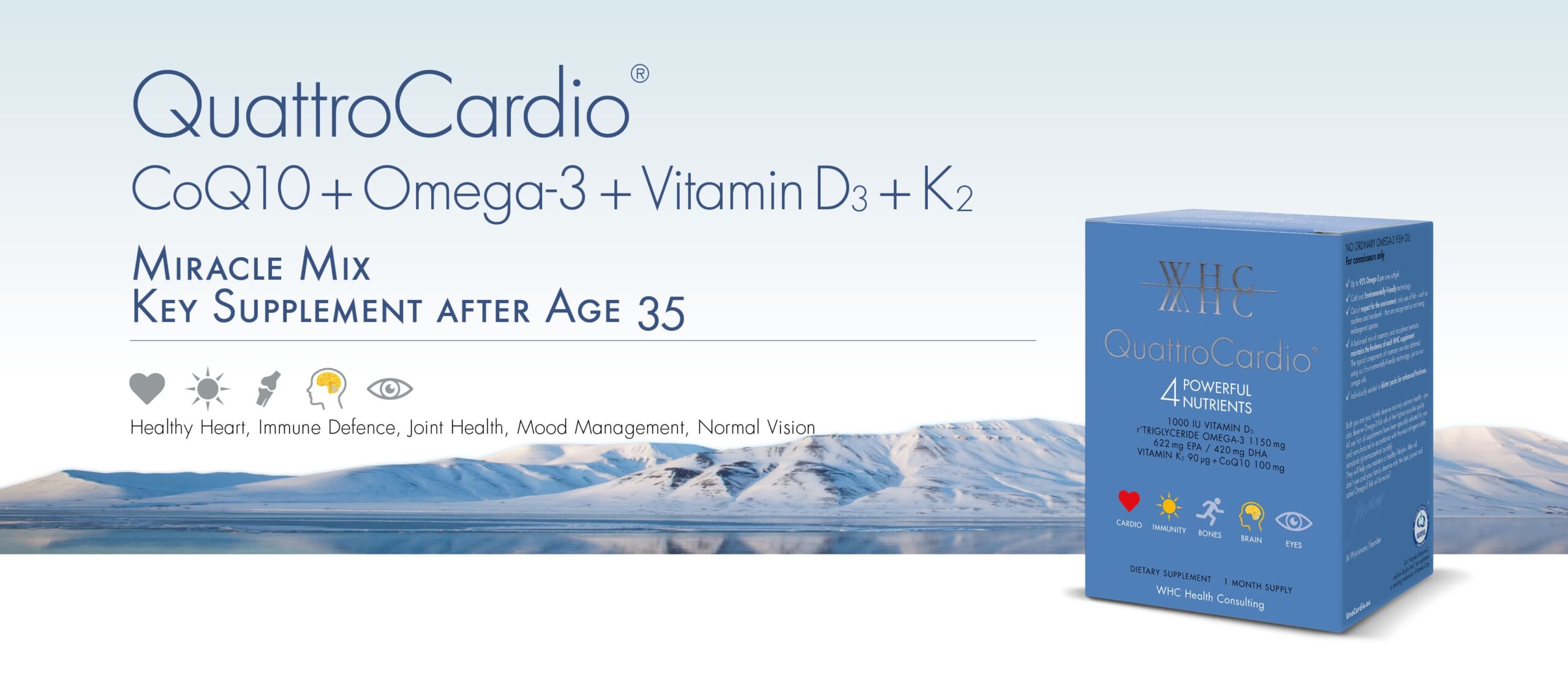 WHC QuattroCardio® (OMEGA-3 fatty acids, vitamin D3, K2 and Q10 ubiquinol) | 90 capsules