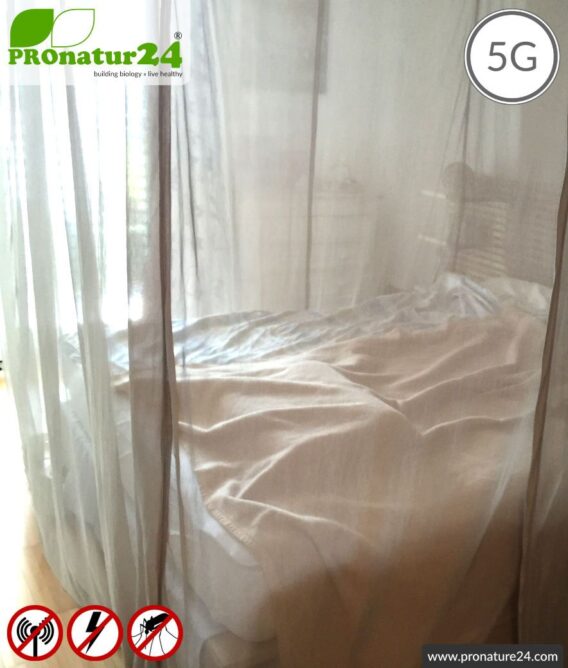 Shielding canopy Electrosmog PRO all inclusive. Box double bed (grand king size) set. Shielding radio up to 50 dB. Earthable. Effective against 5G!