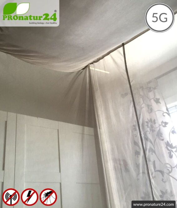 Shielding canopy Electrosmog PRO all inclusive. Box double bed (grand king size) set. Shielding radio up to 50 dB. Earthable. Effective against 5G!