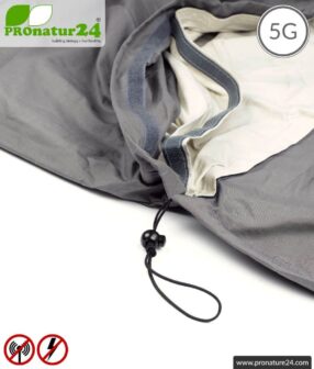 Shielding sleeping bag SET Electrosmog PRO all inclusive. Protection against electrosmog HF (up to 41 dB) for on the way. Groundable. Effective against 5G!