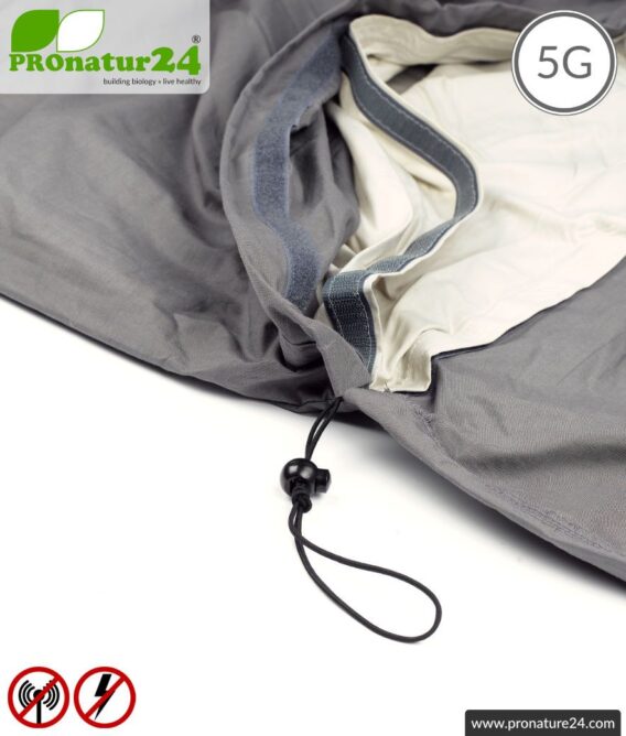 Shielding sleeping bag SET Electrosmog PRO all inclusive. Protection against electrosmog HF (up to 41 dB) for on the way. Groundable. Effective against 5G!