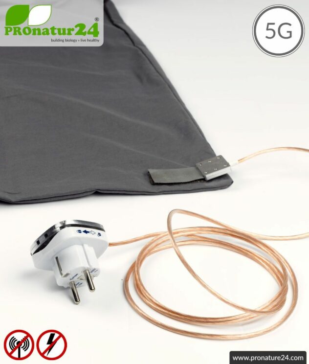 Shielding sleeping bag SET Electrosmog PRO all inclusive. Protection against electrosmog HF (up to 41 dB) for on the way. Groundable. Effective against 5G!