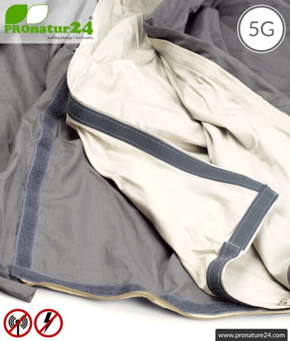 Shielding sleeping bag SET Electrosmog PRO all inclusive. Protection against electrosmog HF (up to 41 dB) for on the way. Groundable. Effective against 5G!