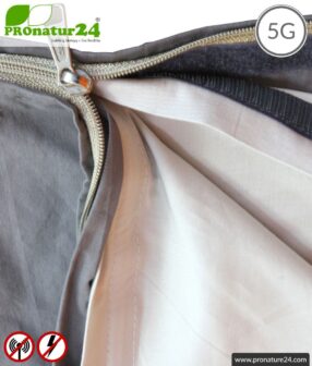 Shielding sleeping bag SET Electrosmog PRO all inclusive. Protection against electrosmog HF (up to 41 dB) for on the way. Groundable. Effective against 5G!