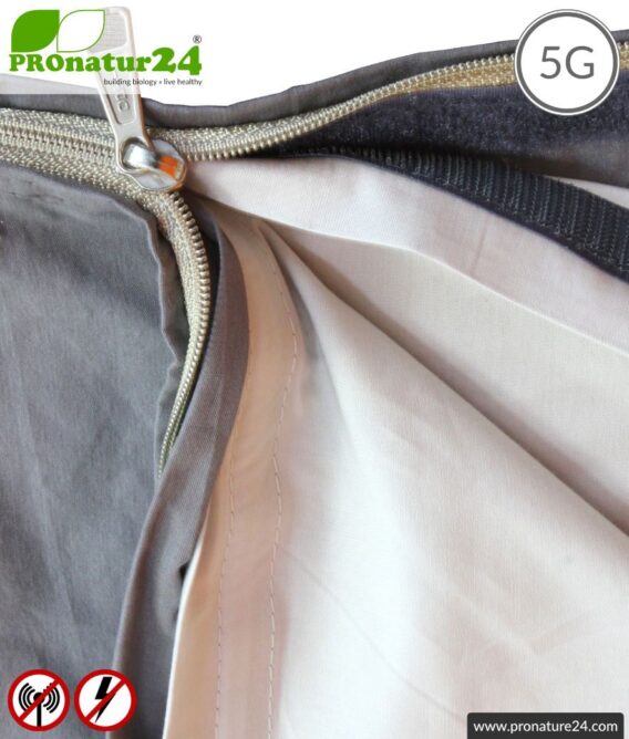 Shielding sleeping bag SET Electrosmog PRO all inclusive. Protection against electrosmog HF (up to 41 dB) for on the way. Groundable. Effective against 5G!