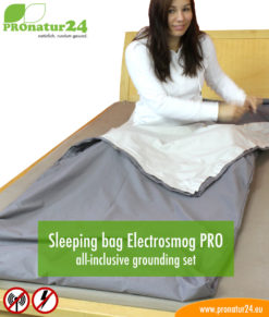 Sleeping bag TSB electrosmog PRO – all-inclusive SET. A great addition for HF electrosmog (up to 35 dB) and LF protection for out and about!