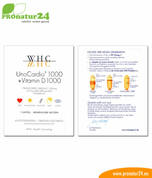 WHC UnoCardio 1000 + vitamin D 1000 (OMEGA-3 fatty acids), 60 Softgels