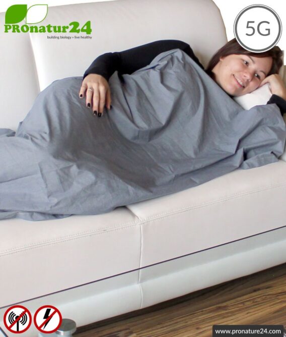 Shielding blanket TDG with protection against HF electrosmog up to 41 dB (WLAN, mobile phone). Earthable. Effective against 5G!