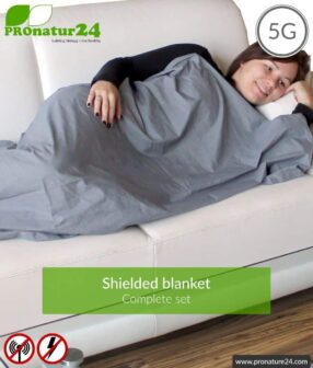 Shielding blanket TDG Set all inclusive. Protection against HF electrosmog up to 41 dB (WLAN, mobile phone). Earthable. Effective against 5G!