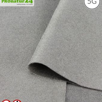 SILVER ELASTIC shielding fabric for clothing | RF shielding with 99.999% efficiency (up to 50dB) | Groundable LF. Effective against 5G!