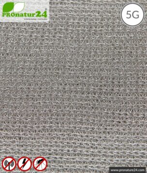 Screening fabric SILVER TULLE for curtains and canopies. HF shielding up to 50 dB, LF groundable. Effective against 5G!