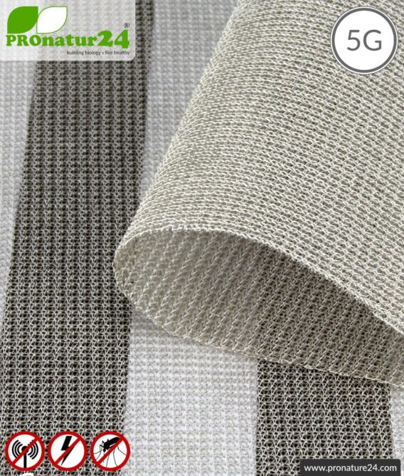 Screening fabric SILVER TULLE for curtains and canopies. HF shielding up to 50 dB, LF groundable. Effective against 5G!