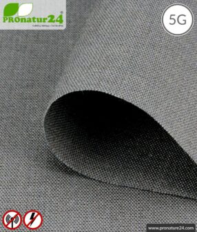 Screening fabric STEEL GRAY for curtains, bedding and blankets. HF shielding up to 41 dB, groundable. Effective against 5G!