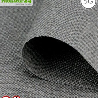 STEEL GRAY shielding fabric | for curtains, bedding and blankets | RF radiation shielding with 99.99% efficiency (up to 41 dB) | Groundable LF. Effective against 5G!