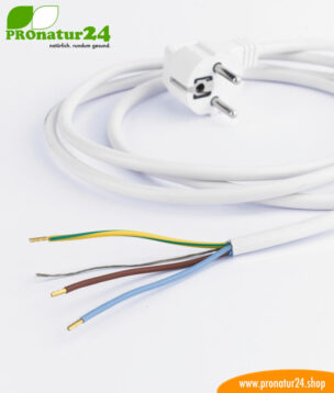 Shielded cable with shockproof plug and free end, white