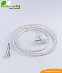 Shielded cable with plug type EF and free end, white