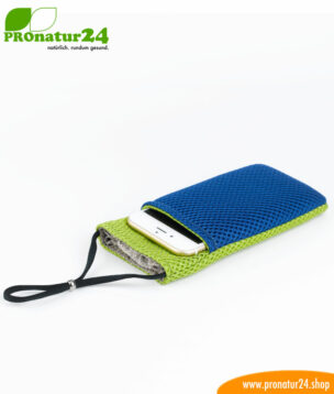 Cell phone cover and case eWall with radiation protectio, 3-in-1 function, reversible, green-blue