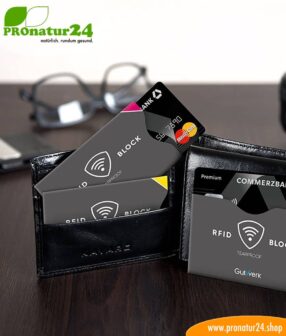 RFID NFC protective covers / data protection for credit cards, identity cards, EC cards, bank cards, and passports