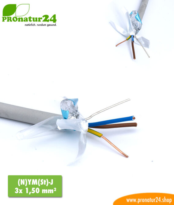 Shielded (N)YM(St)-J electric cable. BIO electric cable to prevent electric fields.