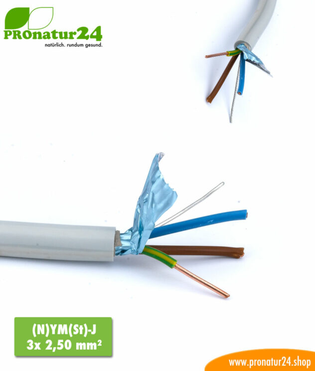 Shielded (N)YM(St)-J electric cable. BIO electric cable to prevent electric fields.