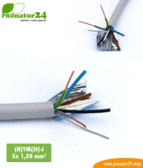 Shielded (N)YM(St)-J electric cable. BIO electric cable to prevent electric fields.