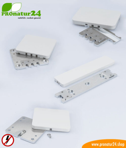 Stationary grounding plates for grounding shielded surfaces. Indoor rooms and outdoors.