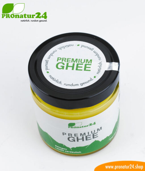 PREMIUM GHEE. Ayurvedic clarified butter made out of 100% hay milk (AT pasture grazing certified). Perfect for low-carb and ketogenic diets.