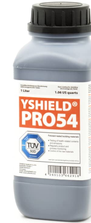 Shielding paint PRO54 | RF shielding up to 53 dB. No graphite effect = does not stain. Technically the most resilient shielding paint. | TÜV SÜD certified | Grounding necessary. Effective at 5G!