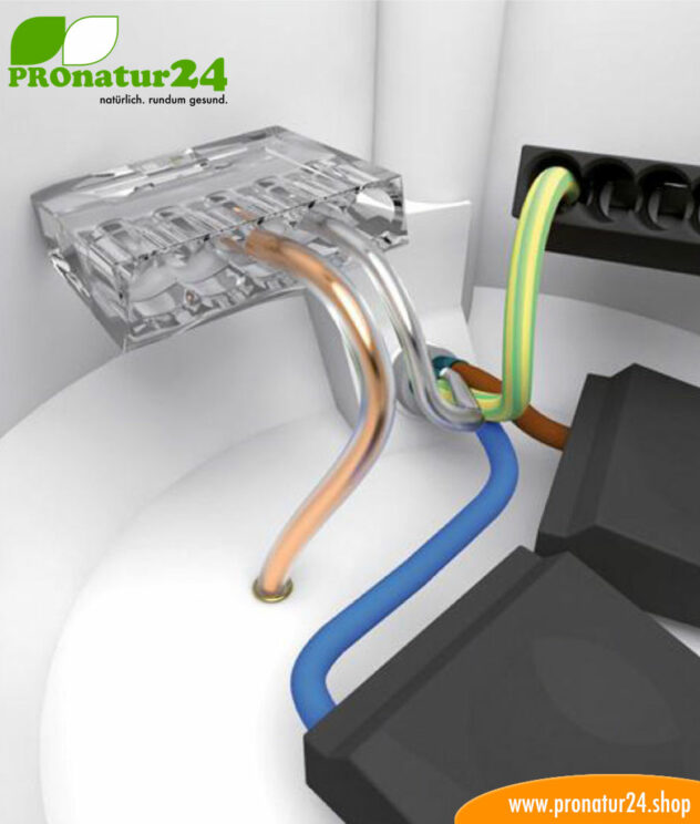 Push-wire connector to connect the ground wire of the shielded electric / sheathed cable to the in-wall / cavity-wall box