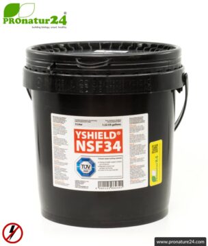 Shielding paint NSF34 | LF Shielding up to 40 dB. Protection against low-frequency electrical fields (domestic electricity). | TÜV SÜD certified | Grounding necessary.