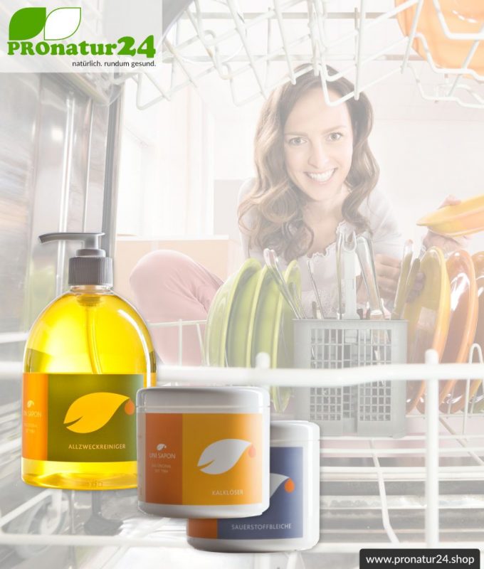 Washing-up liquid set by UNI SAPON for the dishwasher. Replacement for dishwasher tabs.