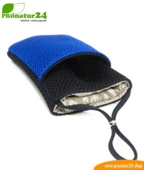 Cell phone cover and case eWall with radiation protection, 3-in-1 function, reversible, black-blue