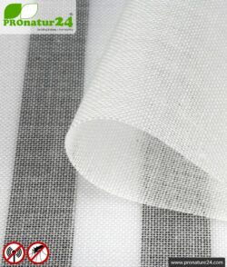 Shielding fabric EVOLUTION with integrated belt weighting. HF shielding up to 30 dB. Crease-resistant, hard-wearing, easy to clean.