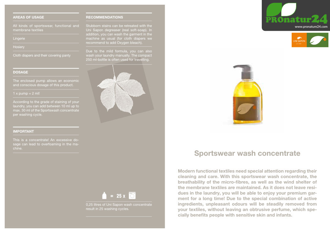 Application of sportswear wash concentrate from UNI SAPON