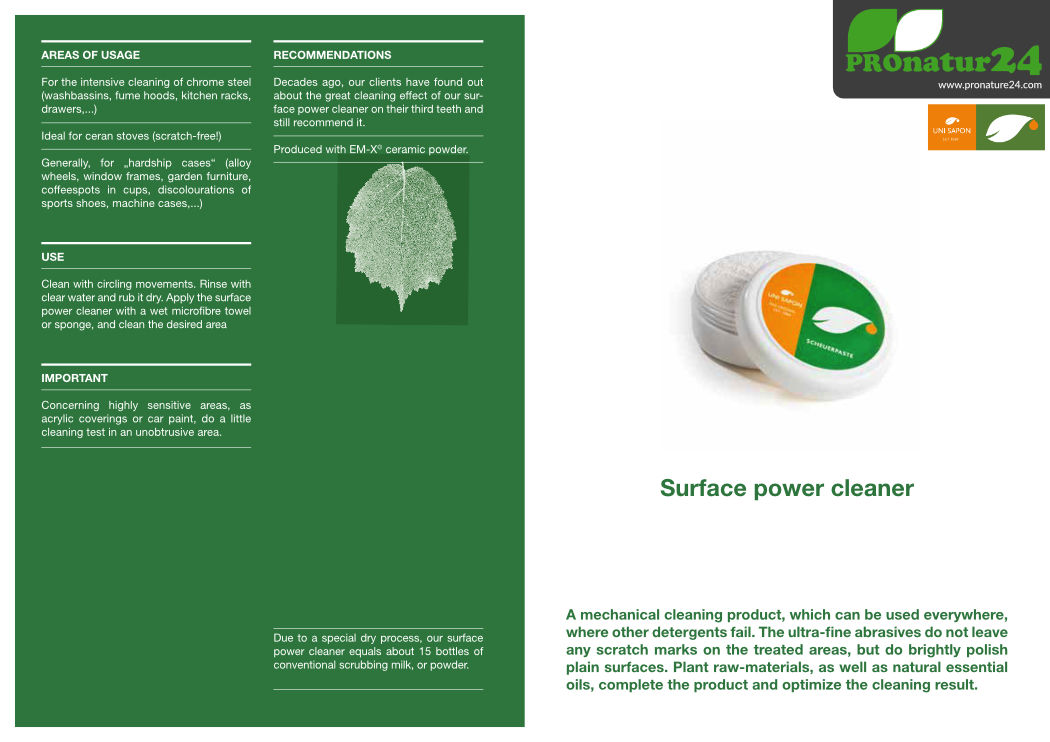 Application of surface power cleaner from UNI SAPON