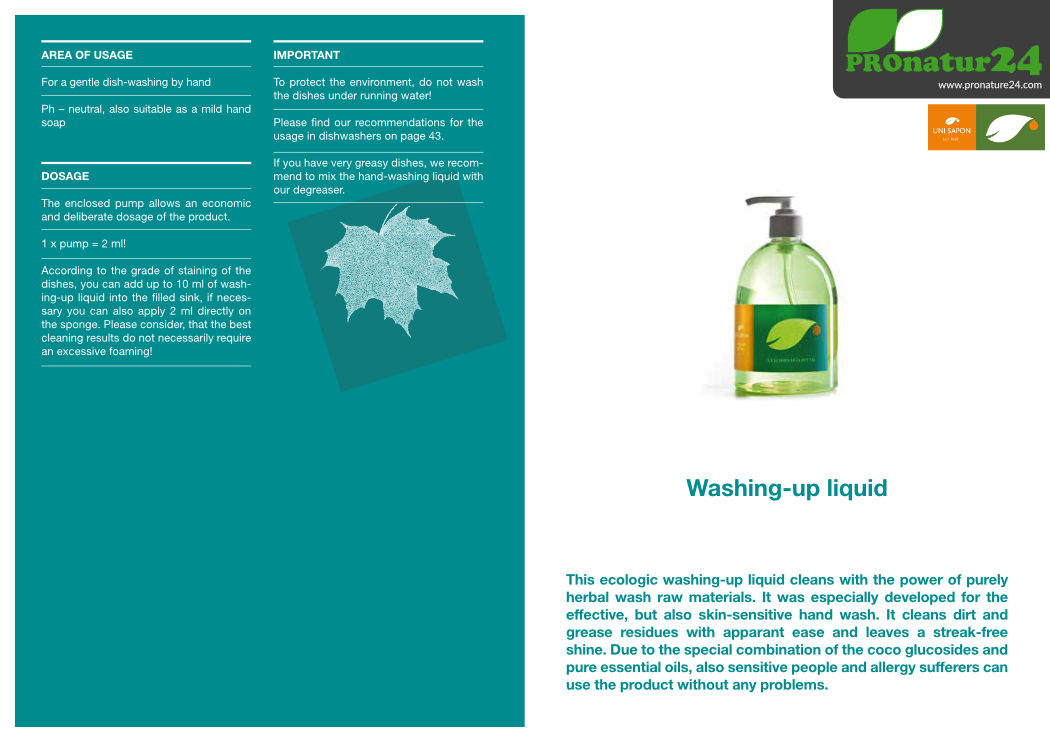 Application of washing-up liquid from UNI SAPON