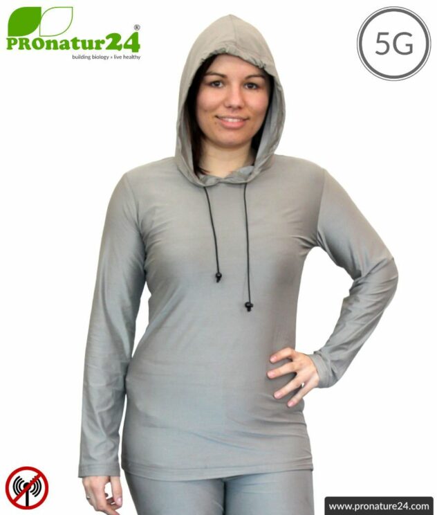 Shielding Hoodie / Hoodie. Protection up to 50 dB against HF electrosmog (mobile phones, WIFI, LTE). Effective against 5G!