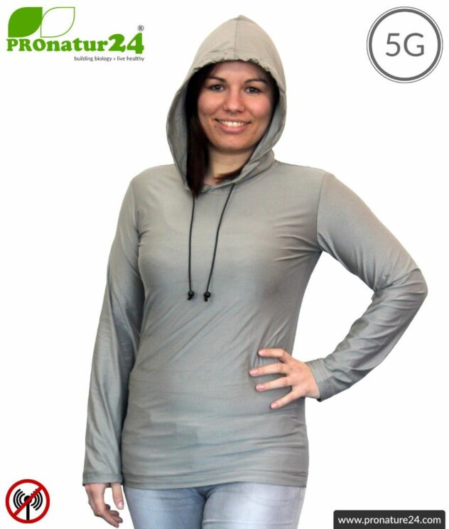 Shielding Hoodie / Hoodie. Protection up to 50 dB against HF electrosmog (mobile phones, WIFI, LTE). Effective against 5G!