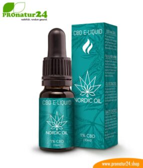 CBD E-LIQUID of cannabis plant with 1 % and 100 mg CBD, respectively. Without THC. For e-cigarettes and electric pipes. Suitable for nonsmokers!