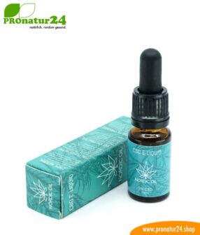 CBD E-LIQUID of cannabis plant with 3 % and 300 mg CBD, respectively. Without THC. For e-cigarettes and electric pipes. Suitable for nonsmokers!