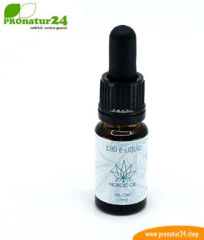CBD E-LIQUID of cannabis plant with 5% and 500 mg CBD, respectively. Without THC. For e-cigarettes and e-pipes. Suitable for nonsmokers!