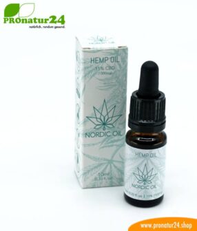 CBD HEMP OIL cannabis plant with 15% CBD content. Without THC. Organic and vegan produced by Nordic Oil.