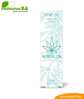 CBD HEMP OIL cannabis plant with 15% CBD content. Without THC. Organic and vegan produced by Nordic Oil.