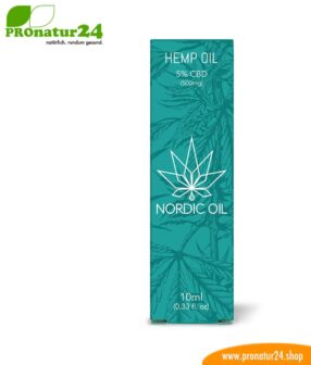 CBD HEMP OIL cannabis plant with 5% CBD content. Without THC. Organic and vegan produced by Nordic Oil.