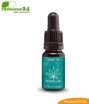 CBD HEMP OIL cannabis plant with 5% CBD content. Without THC. Organic and vegan produced by Nordic Oil.