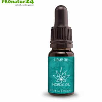 CBD HEMP OIL cannabis plant with 5% CBD content. Without THC. Organic and vegan produced by Nordic Oil.