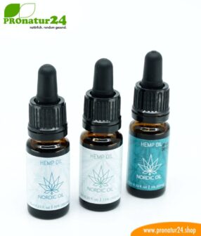CBD HEMP OIL cannabis plant with 5%, 15% and 20% CBD content. Without THC. Organic and vegan produced by Nordic Oil.