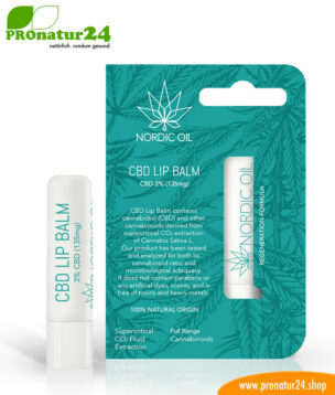 CBD LIP BALM with 3%. Nourishing lipstick or lip balm for brittle, chapped lips with the power of the cannabis plant. Without THC.