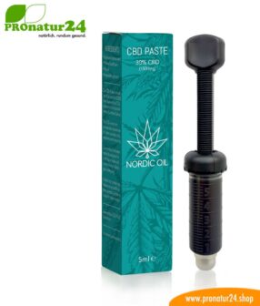 CBD PASTE cannabis plant with 30% CBD content. Without THC. Organic and vegan produced by Nordic Oil.