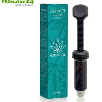 CBD PASTE cannabis plant with 30% CBD share. Without THC. Organic and vegan produced by Nordic Oil.